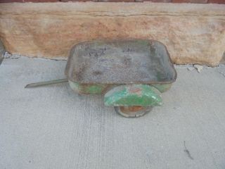 Vintage Metal Toy Pedal Tractor Pull Behind 2 Wheeled Wagon Rough Garden Decor