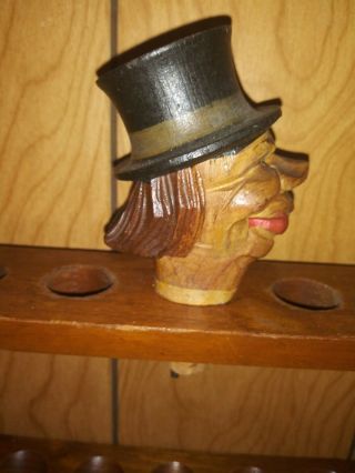 Rare Vintage ANRI handcarved wood bottle stopper pourer top hat Sneard Mortimer 3