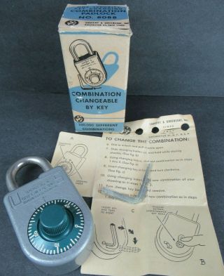 Vintage Sargent & Greenleaf Key Changing Combination Padlock 8088 In Orig Box