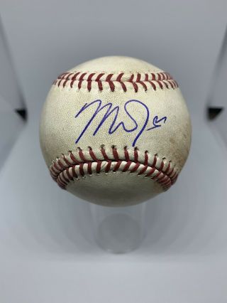 Mike Trout Signed Game Baseball (pujols Batted) Mlb Jsa Certified Autograph