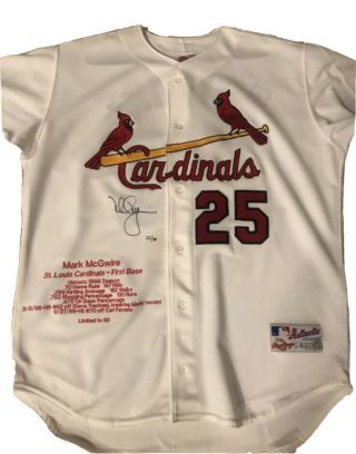 Mark Mcgwire St.  Louis Cardinals Signed Authentic Jersey 22/98 70 Hr Mlb Holo