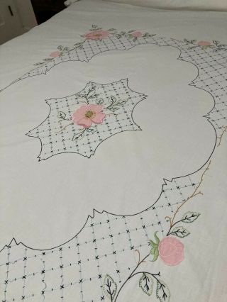 Vintage Hand Embroidered Bedspread Full/ Queen 74 X 96
