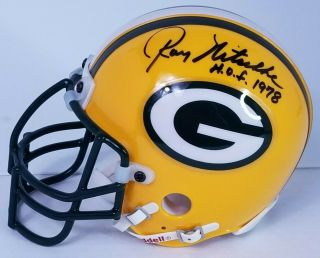 Ray Nitschke & Paul Hornung Autographed Green Bay Packers Mini Helmet W/coa Case