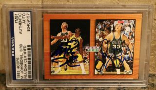 Magic Johnson And Larry Bird Autographed Card Psa/dna Authentic