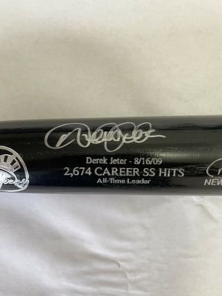 Derek Jeter Signed Game Bat Most Hits By Ss Steiner & Mlb Authenticated