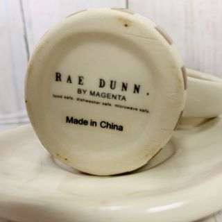 Rae Dunn Vintage Espresso Mug Cup Saucer Sip Rare Discontinued Plaid Tan 3