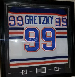 Wayne Gretzky Edmonton Oilers Signed Jersey Nhl Hockey Collector Frame (white)