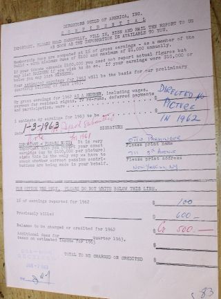 Otto Preminger Rare Dga Vintage Contract Hand Signed Autograph 38