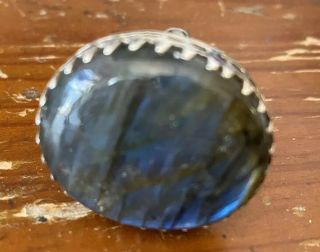 Vintage Large Sterling Silver Blue Labradorite Ring