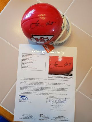 Lamar Hunt Signed Chiefs Mini Helmet Jsa Full Letter