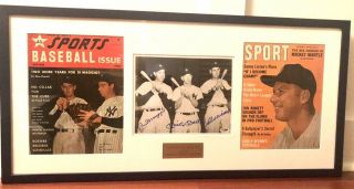 Joe Dimaggio,  Mickey Mantle,  & Ted Williams Signed 8x10 In Custom Frame - Psa/dna
