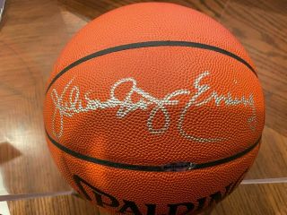 Julius " Dr.  J " Erving Autographed Nba Game Ball Upper Deck