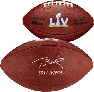 Tom Brady Buccaneers Bowl Lv Champs Signed Sb Lv Football & Lv Champs Insc