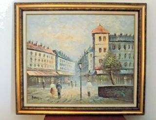 Vintage Framed Signed Caroline Burnett Oil Painting Paris Street Scene
