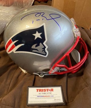 Tom Brady England Patriots Signed Full Size Helmet Tristar Authentic