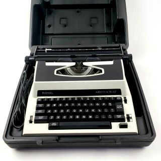 Royal Aristocrat Vintage Electric Portable Typewriter Black White For Repair
