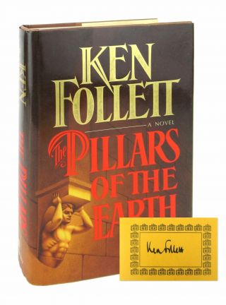 Ken Follett / The Pillars Of The Earth Signed Bookplate / First Us Edition,  1989