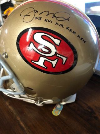 Joe Montana Signed San Francisco 49ers Riddell Full Size Pro Line Helmet Insc Sb