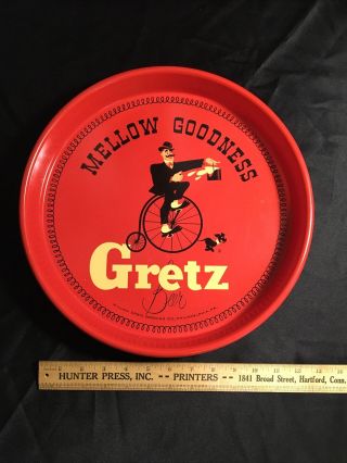 Vintage Gretz Beer Metal Tray Mellow Goodness Gretz 13 " Philadelphia Brewing Co