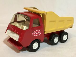 Pristine Tonka 55010 Mini Dump Truck 5 " Red &yellow Vintage Pressed Steel Rare