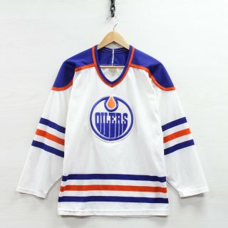 Vintage Edmonton Oilers Ccm Maska Jersey Size Medium White 90s Nhl Stitched