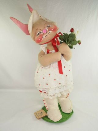 Vtg 1990 Annalee 23 " Large Girl Rabbit - Strawberry Dress & Habit W/ Tags