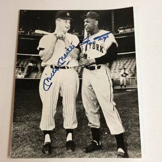 Mickey Mantle & Willie Mays Hand Signed Autographed 8x10 Photo Yankees Giants