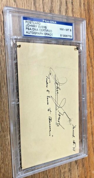 Johnny Evers Autographed Postcard Psa/dna Authenticated Nm - Mt 8