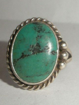 Vintage Navajo Old Pawn Sterling Silver Turquoise Ring Size 6