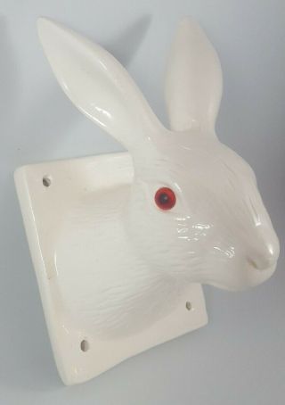 Vintage White Ceramic Rabbit Head Wall Mount Enesco Rabbit