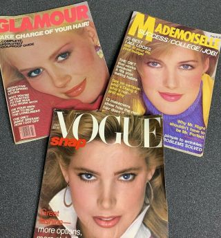 Vintage 1980s Vogue Glamour Mademoiselle Fashion Beauty Magazines Kelly Emberg