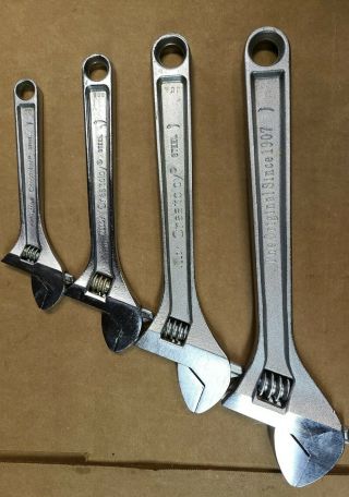 VTG CRESTOLOY 4pc Adjustable Crescent Wrench Set 12 