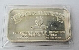 Jfk A Day Of Remember 11/22/63 Vintage 1973 999 Solid Silver Art Bar Col - 8 3943