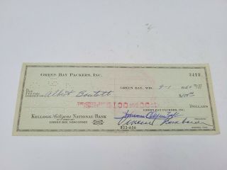 Vince Lombardi Nfl Head Coach Green Bay Packers Signed / Autographed Bank Check