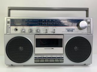 Vintage Toshiba Rt - 80s Boom Box Am Fm Stereo Radio Cassette Recorder