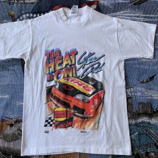 Vintage 1997 Single Stitched White Steve Park 14 Burger King Nascar T - Shirt Med