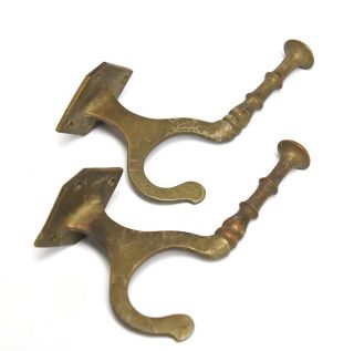 2 Brass Matching Vintage Victorian Style Metal Hat Or Coat Hooks