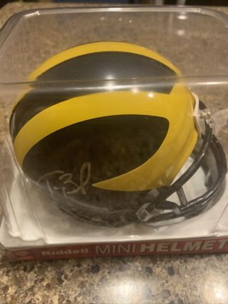 Michigan Wolverine Tom Brady Autographed Mini Helmet With