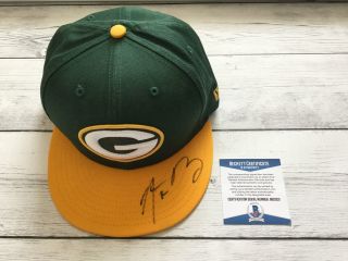 Aaron Rodgers Signed Green Bay Packers Hat Bas Beckett Autographed Era A