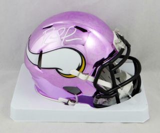 Randy Moss Autographed Minnesota Vikings Chrome Mini Helmet - Beckett W Auth W