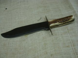 Vintage Bowie Style Knife With Stag Grips,