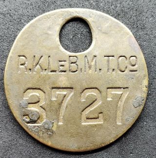 Vintage R.  K.  Leblond Machine Tool Co.  Brass Tool Tag 3727 Early Antique Tag