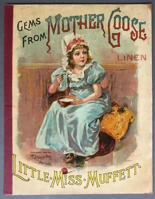[linen Book] Gems From Mother Goose: Little Miss Muffett Mcloughlin 1899