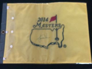 Tiger Woods 2014 Masters Tournament Autographed Pin Flag
