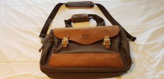 Vintage Cabelas Brown Outback Series Canvas & Leather Carry On Brief Case Combo