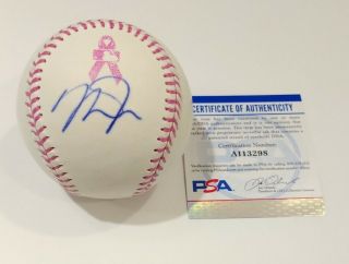 Mike Trout La Angels Signed Autographed Breast Cancer Omlb Baseball Psa