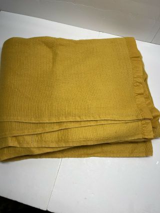 vintage acrylic waffle weave blanket Yellow Size Twin 2