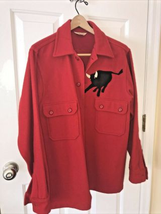 Official Boy Scout Red Wool Jacket Shirt 42 Vintage 100 Wool