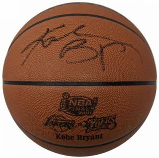 Kobe Bryant Signed 2001 Nba Finals Basketball Beckett Loa With Lakers Case