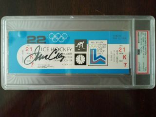 1980 Miracle On Ice Game Ticket Usa/ussr - Psa Certified And Signed By Jim Craig
